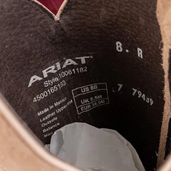 Ariat Women Hazen Taupe Suede Western Cowboy Party Festival Boots sz 8 - Picture 9 of 10